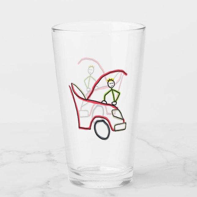 Copo De Pint Mecânico de Carros Stickman (Frente)