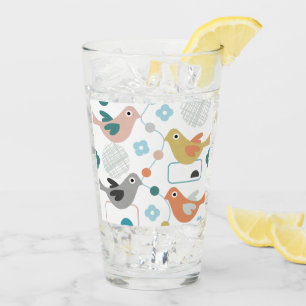 Copo De Pint Meio século Moderno Bonito De Aves Retroativas Fl