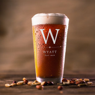 Copo De Pint Melhor Homem do Monograma Branco Minimalista