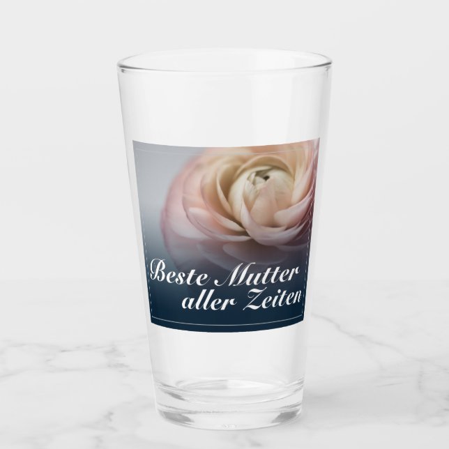 Copo De Pint Melhor mãe de todos os tempos com grande rosa rosa (Frente)