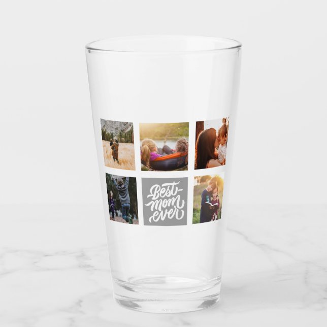 Copo De Pint Melhor Mãe Já Personalizada Cinza de Colagem de Fo (Frente)