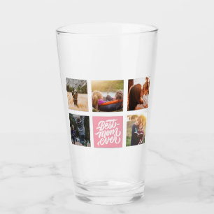 Copo De Pint Melhor Mãe Já Personalizada Colagem de Fotos Rosa
