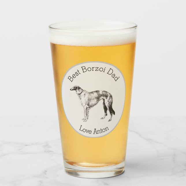 Copo De Pint Melhor Pai Borzoi Personalizado (Frente (Preenchido))