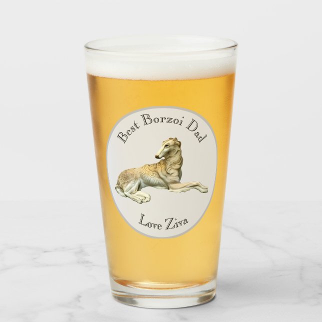 Copo De Pint Melhor Pai Borzoi Personalizado (Frente (Preenchido))