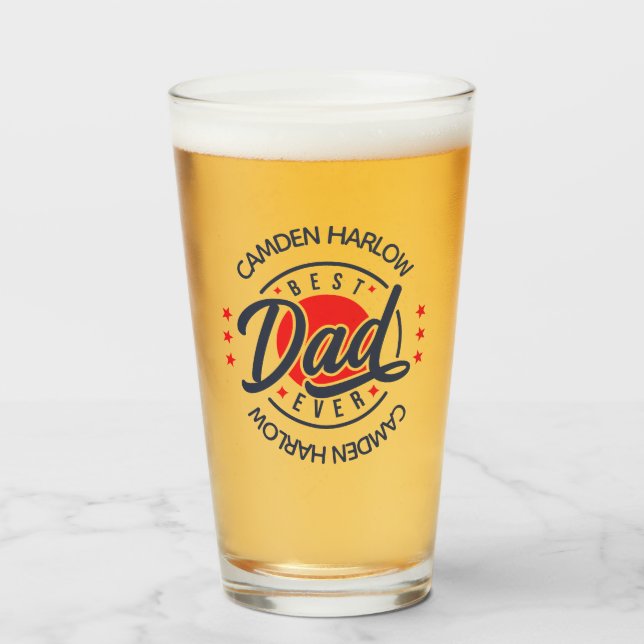Copo De Pint Melhor Pai de nome de nunca Red White Blue (Frente (Preenchido))