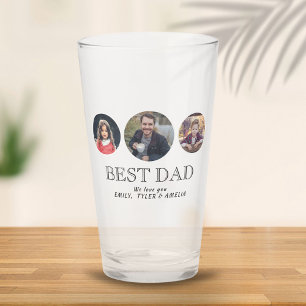 Copo De Pint Melhor Papai Dia dos Pais 3 Colagem de Fotos Oval