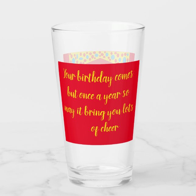 Copo De Pint Melhores votos para o design vermelho de aniversár (Verso)