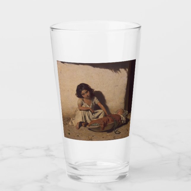 Copo De Pint Menina com bebê (Pobre Criança da Rua) (Frente)