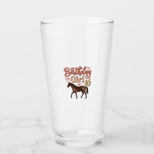 Copo De Pint Menina de Aniversário 10 Cavalo Floral Desenho Vet