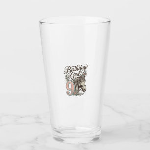 Copo De Pint Menina de Aniversário 9 Cavalo Floral Gravura Vint