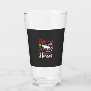 Copo De Pint Menina de Natal que Ama Cavalos