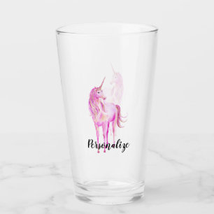 Copo De Pint Menina Rosa Dourado Unicórnio Personalizado