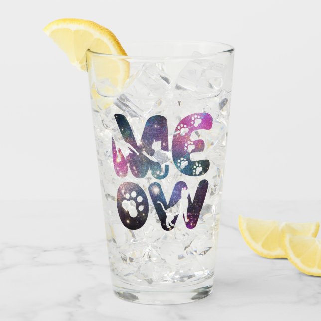 Copo De Pint Meow - Silhuettes de Gato e Design de Impressões d (Gelo frontal)