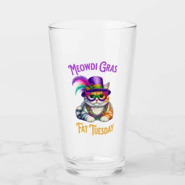 Copo De Pint Meowdi Gras Mardi Gras na terça-feira com Kitten F (Frente)