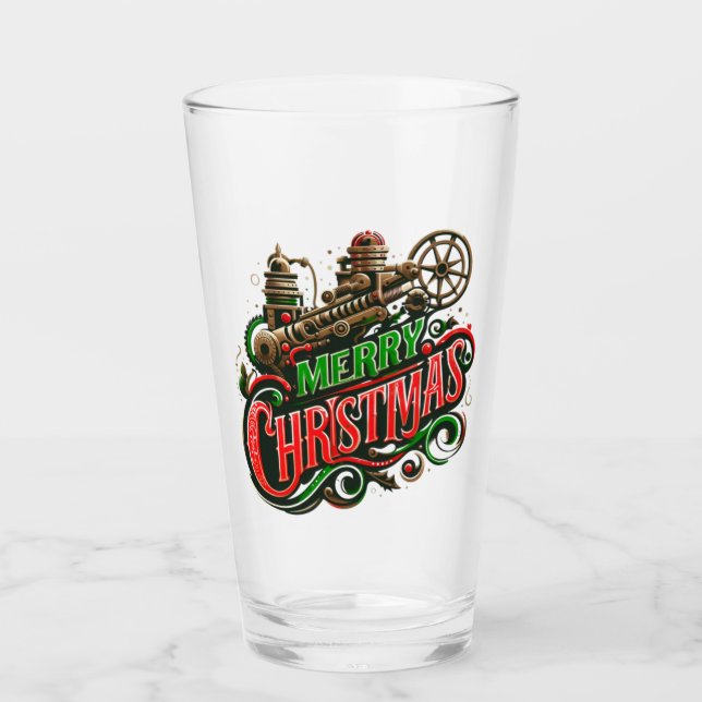 Copo De Pint Merry Christmas steampunk (Frente)