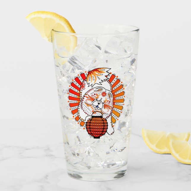 Copo De Pint MI TANG Chow design de vidro de 16 oz frente e ver (Gelo frontal)