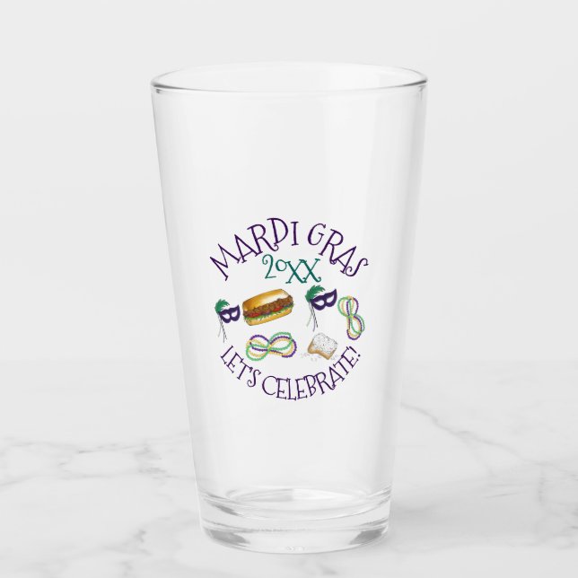Copo De Pint Miçangas de máscaras do partido Mardi Gras New Orl (Frente)
