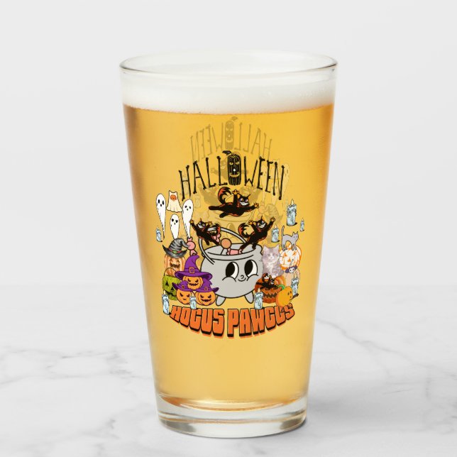 Copo De Pint Mikitiez Black cat Spooky Halloween vibe ghouls (Traseira (Preenchido))