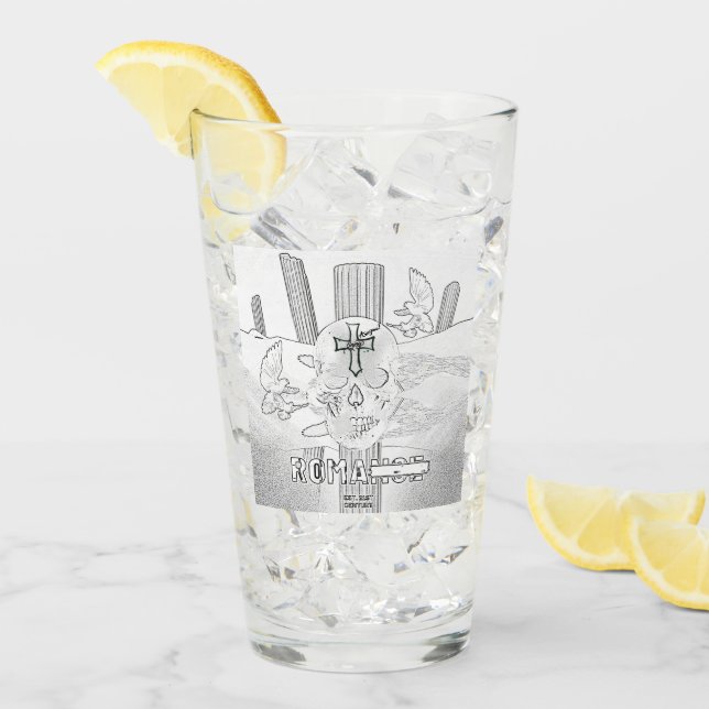 Copo De Pint Mikitiez dreamer skull tatuagem no arco-íris rosa (Gelo frontal)