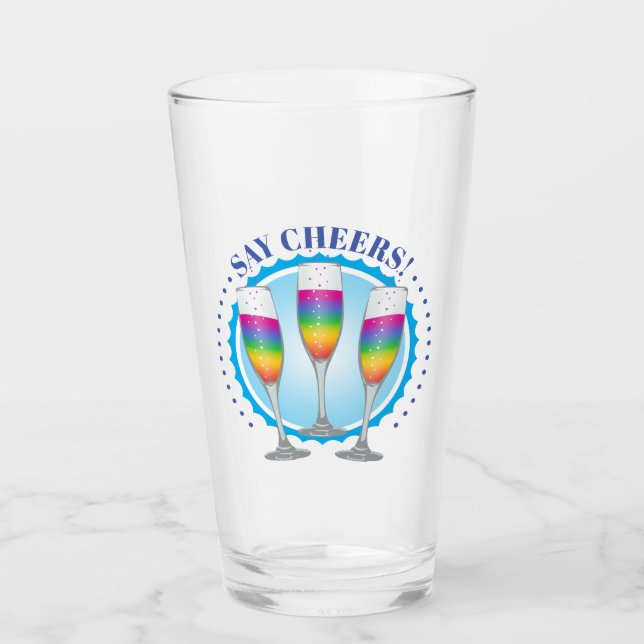Copo De Pint Mimosa Rainbow Champagne Óculos Tumbler (Frente)
