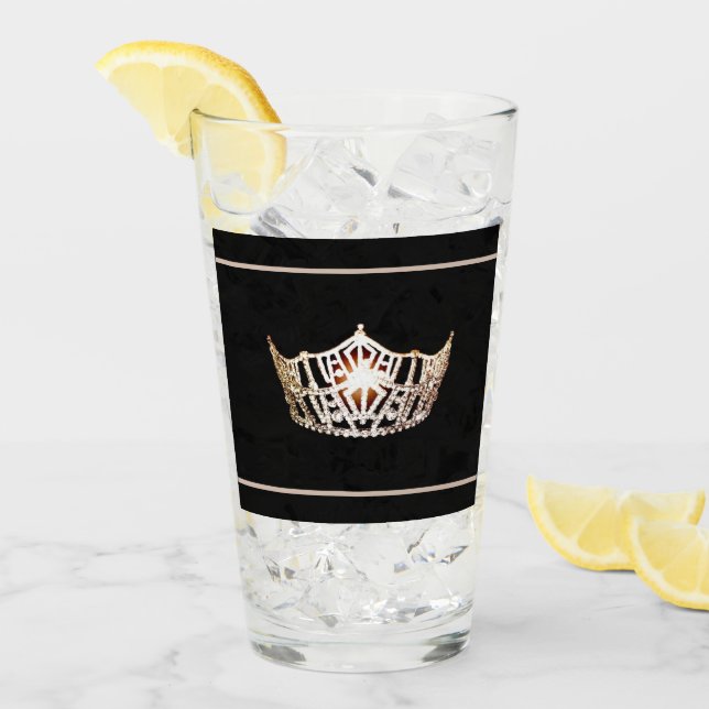 Copo De Pint Miss América Dourada Crown Glass (Gelo frontal)