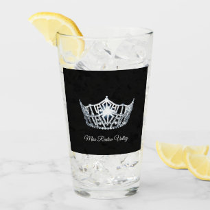 Copo De Pint Miss América Silver Crown & Custom Name Glass