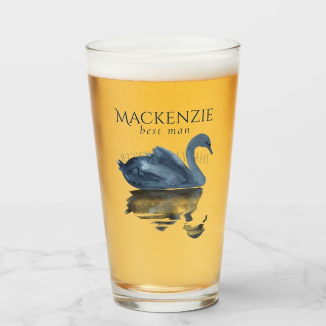 Copo De Pint Misty Refletion | Blue Swan Best Man Keepsaet (Frente (Preenchido))