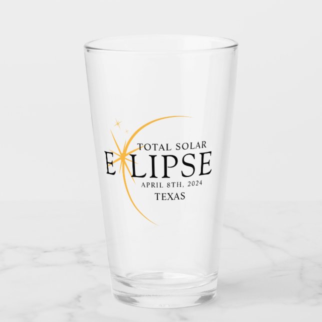 Copo De Pint Modern Black & Dourado 2024 Texas Total Eclipse So (Frente)