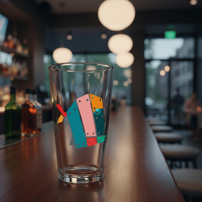 Copo De Pint Modern Geometric Industrial Art Beer Glass (Criador carregado)