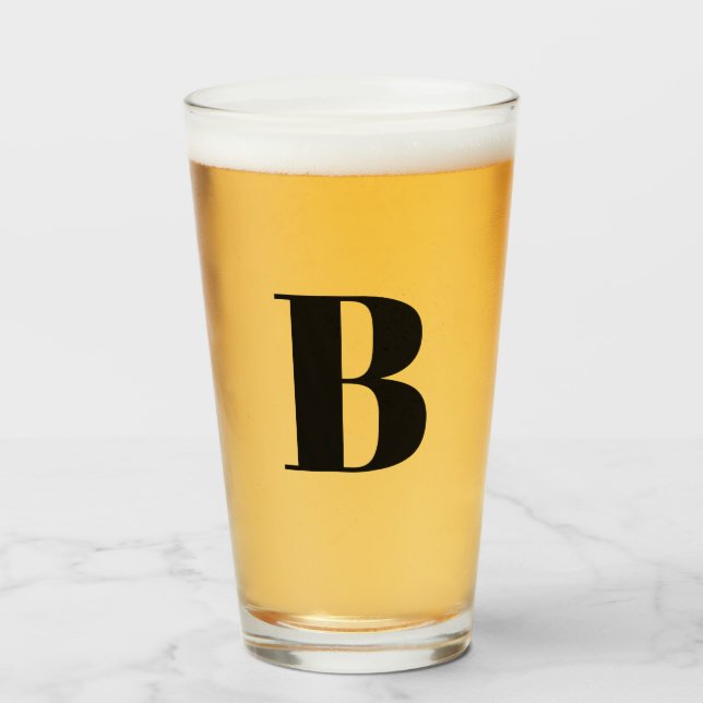 Copo De Pint Modern Monogram Initial Beer  (Frente (Preenchido))