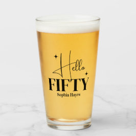 Copo De Pint Moderno Chic Olá Cinquenta Aniversário de 50 anos 