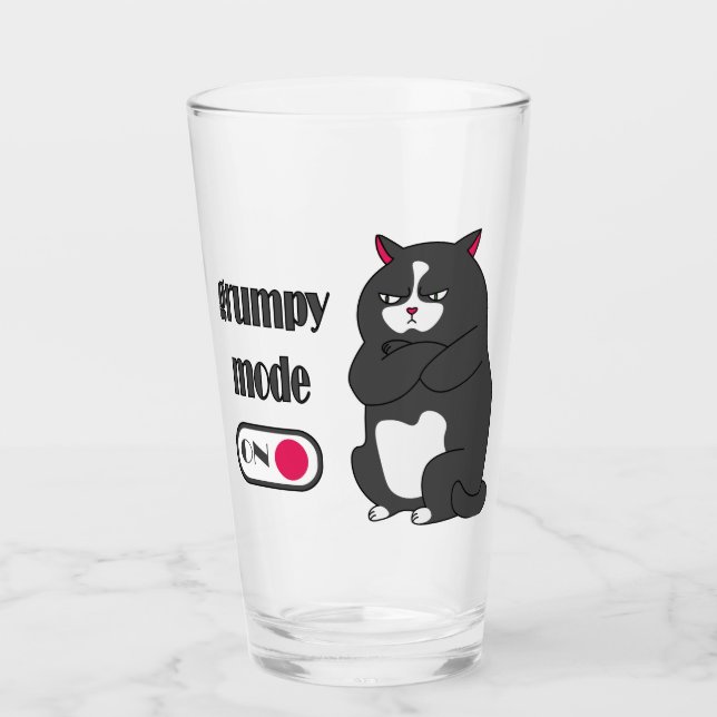 Copo De Pint Modo rabugento em gato gordo engraçado (Frente)