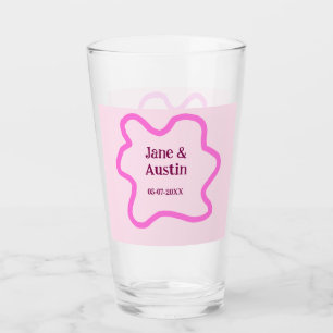 Copo De Pint Moldura de borda de casamento retrô pastel rosa no