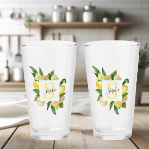 Copo De Pint Moldura de limões amarelos modernos e folhas com n