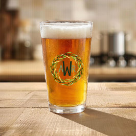 Copo De Pint Moldura de Verdura em Aquarela Monograma ID667