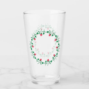 Copo De Pint Moldura redonda floreada com flores rosa cor-de-ro