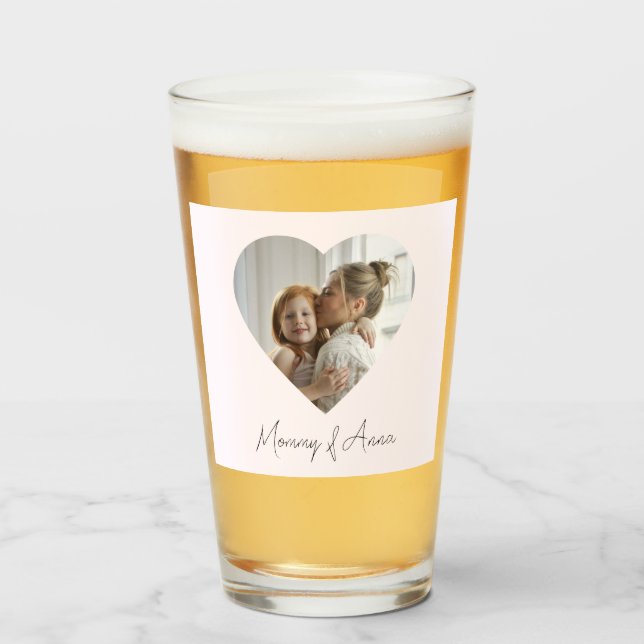 Copo De Pint Mom Custom Name & Photo | Personalized Glass Cup (Frente (Preenchido))