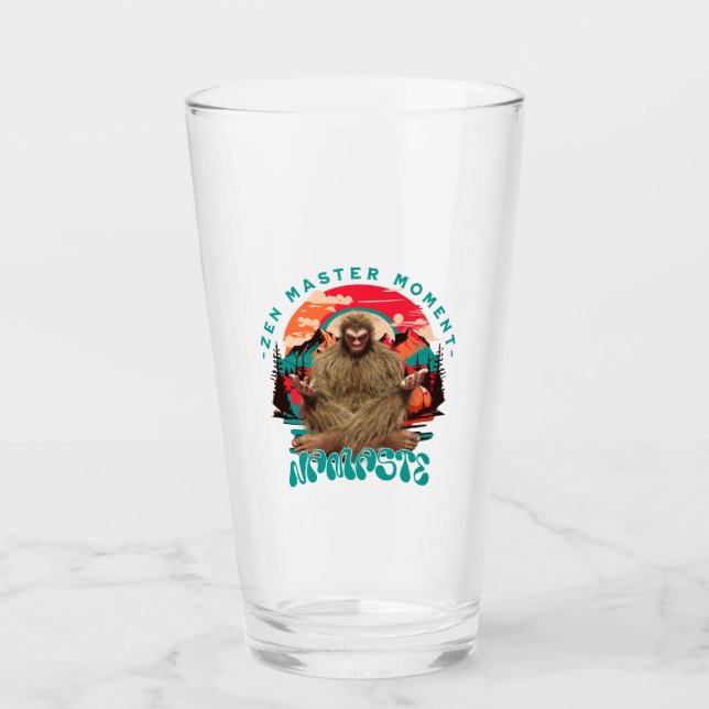Copo De Pint Momento do Mestre Zen Bigfoot Arte Retro de Medita (Frente)