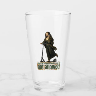 Copo De Pint Mona Lisa on the phone  riding a kick scooter