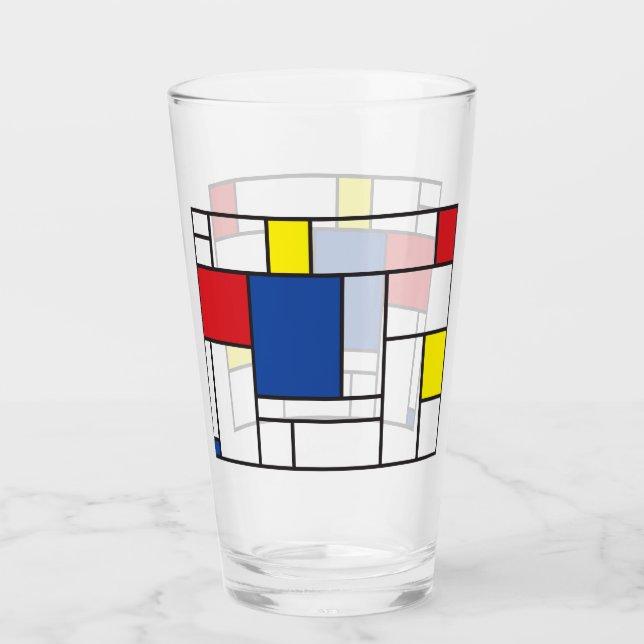 Copo De Pint Mondrian Minimalist Geométrico De Stijl Modern Art (Frente)