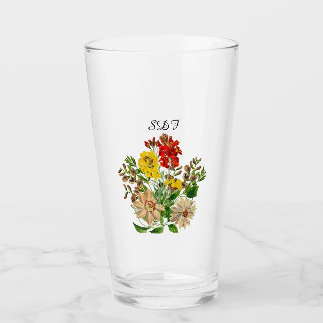 Copo De Pint Mongram Vintage Flower Buquê Cup (Frente)