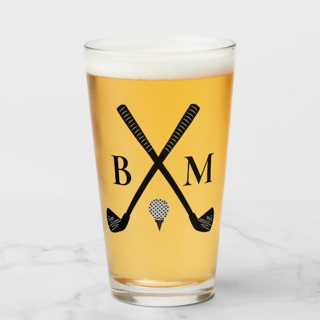 Copo De Pint Monogram Initial Golf Club Elegant Template Beer  (Frente (Preenchido))
