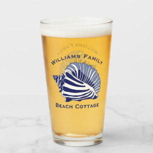 Copo De Pint Monograma azul litoral da família da praia do