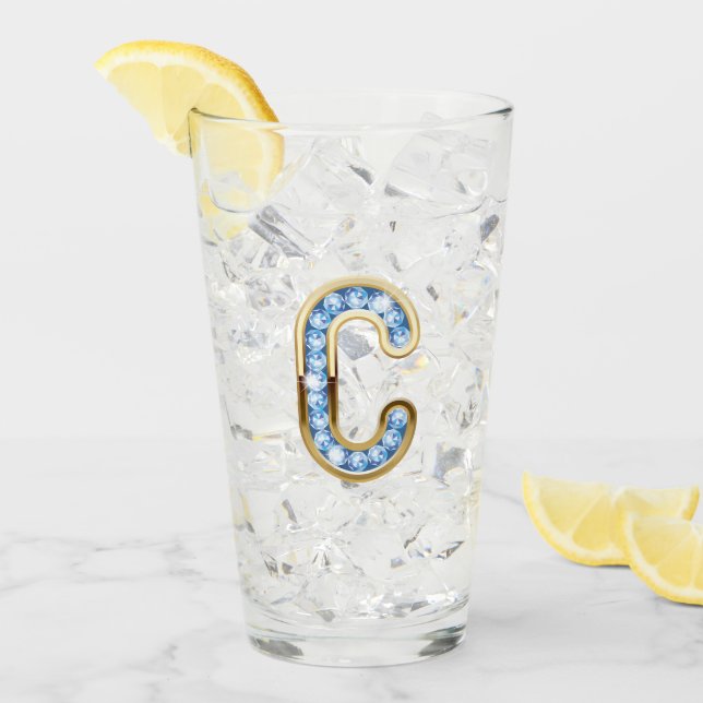 Copo De Pint Monograma C - Vidro de 16 oz (Gelo frontal)