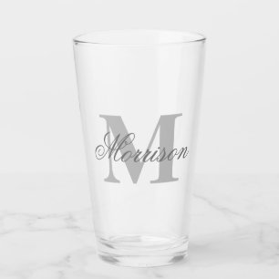 Copo De Pint Monograma com script em escala de cinza