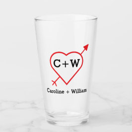 Copo De Pint Monograma, Coração e Seta