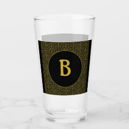 Copo De Pint Monograma de Arquivo Preto e Dourado Personalizado