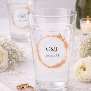 Copo De Pint Monograma de Casal de Noiva Elegante em Dourado Ro