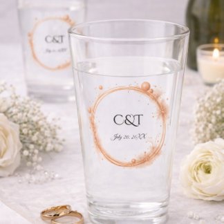 Copo De Pint Monograma de Casal de Noiva Elegante em Dourado Ro