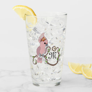 Copo De Pint Monograma de Cockatoon Rosa Whimsical